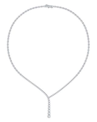 Bloomingdale's Fine Collection Luxe Collection Certified Lab Grown Diamond Graduated Lariat Necklace in 14K White Gold, 4.0 tcw