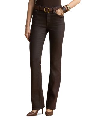 Coated High Rise Bootcut Jeans in Circuit Brown Coated