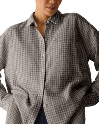 Wool & Cotton Check Classic Collar Long Shirt - thumbnail 10
