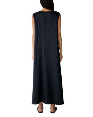 Silk Jacquard Round Neck Maxi Dress - thumbnail 3