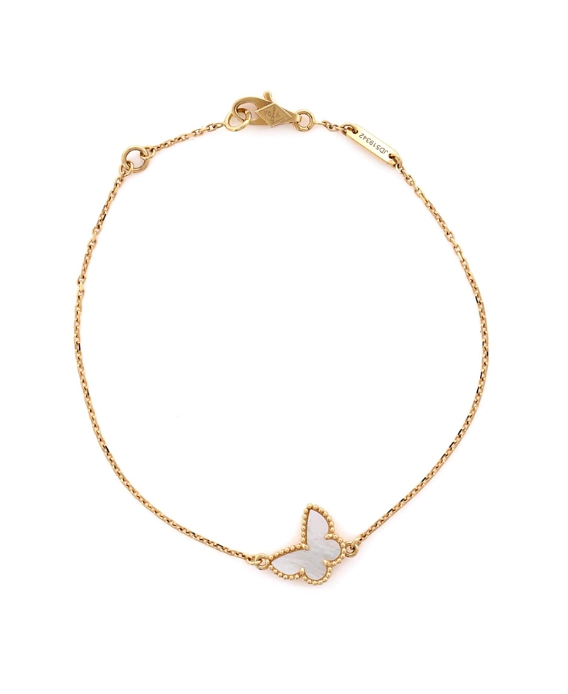 Pre-Owned Van Cleef & Arpels Sweet Alhambra Butterfly Bracelet 18K Gold and Mother of Pearl