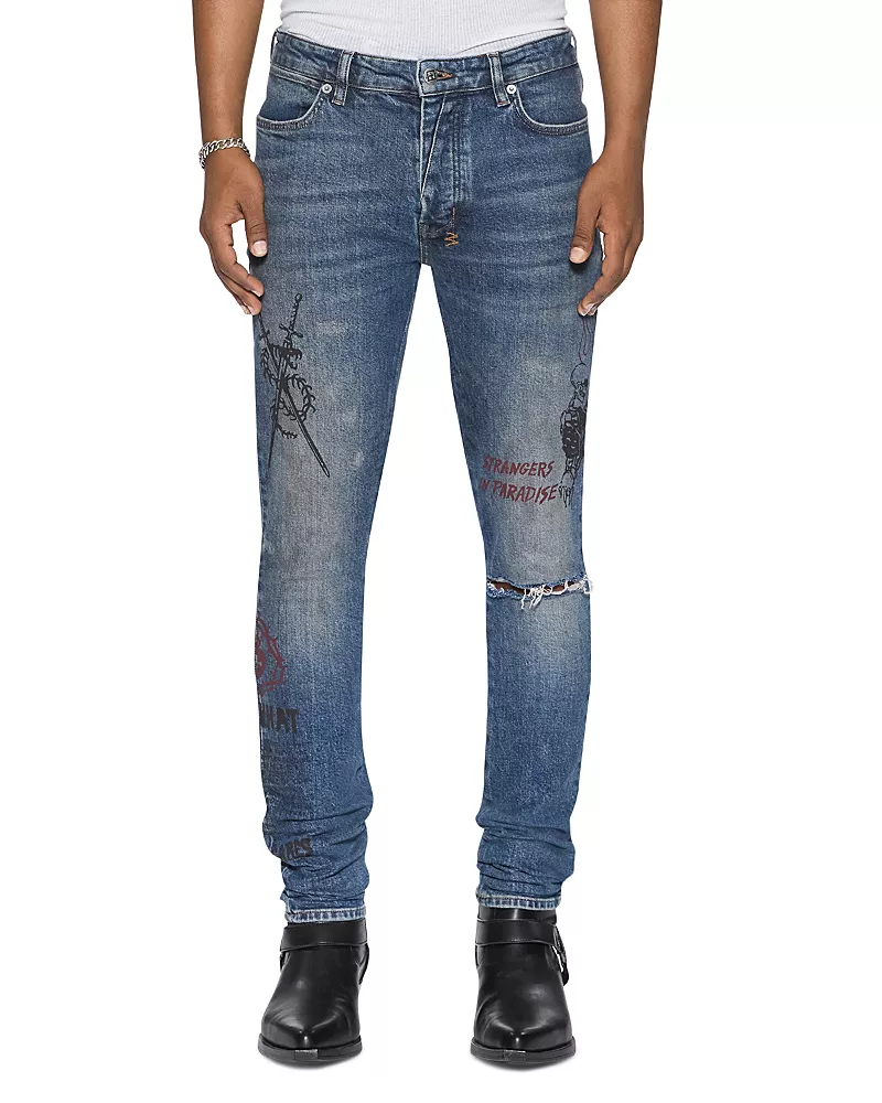 Ksubi Van Winkle Cotton Blend Billy Blue Skool Skinny 33 Jeans in Denim