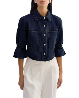 Lamarque Ruffle Sleeve Denim Jacket