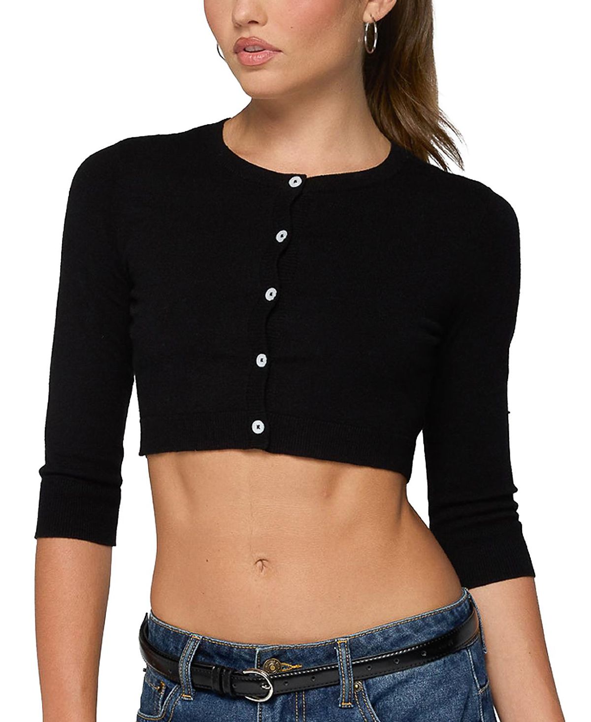Edikted Gilba Button Up Knit Crop Top