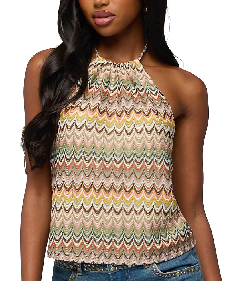 Edikted Kelsie Zigzag Crochet Halter Top