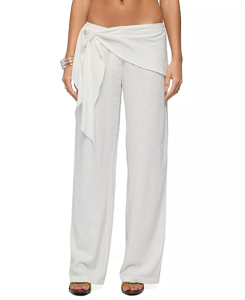 Edikted Suki Sarong Belt Linen Look Pants