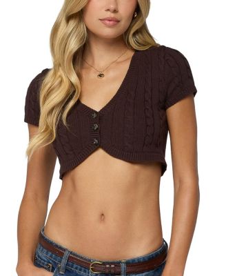 Zila Cropped Cable Knit Top