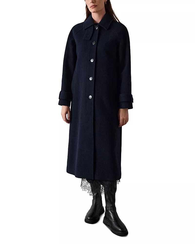 Whistles Long Wool Blend Car Coat