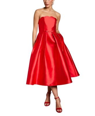 Scalloped Strapless Midi Dress