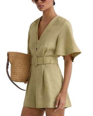 Reiss Sansi Linen Belted Romper
