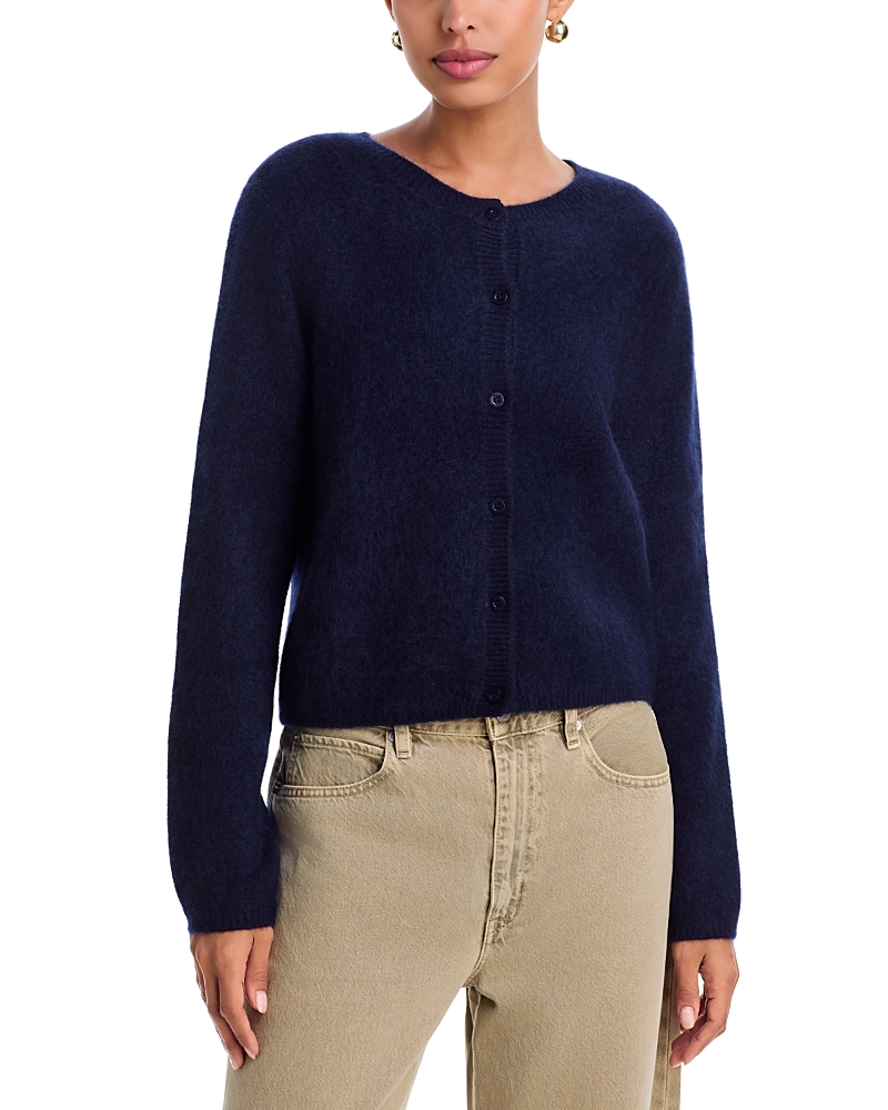Frame The Teddy Wool And Cashmere Cardigan In Navy