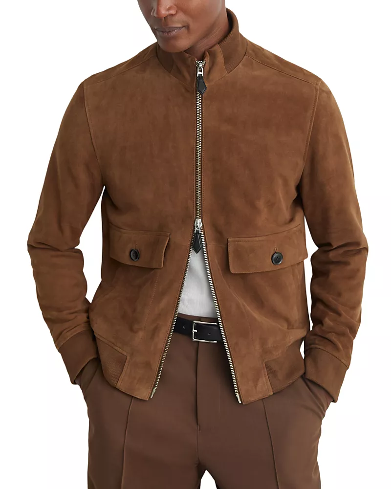 Reiss Helliford Suede Bomber Jacket