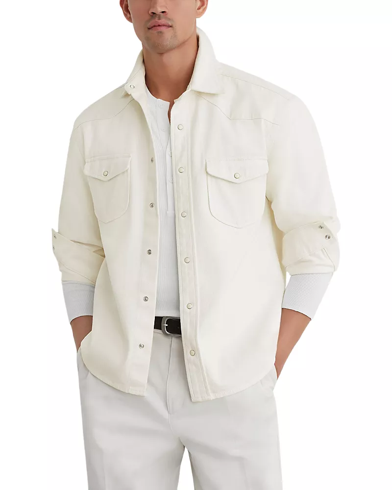 Reiss Finley Cotton Press Stud Denim Overshirt