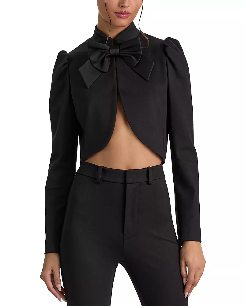 Alice and Olivia Ilaria Cropped Bow Jacket