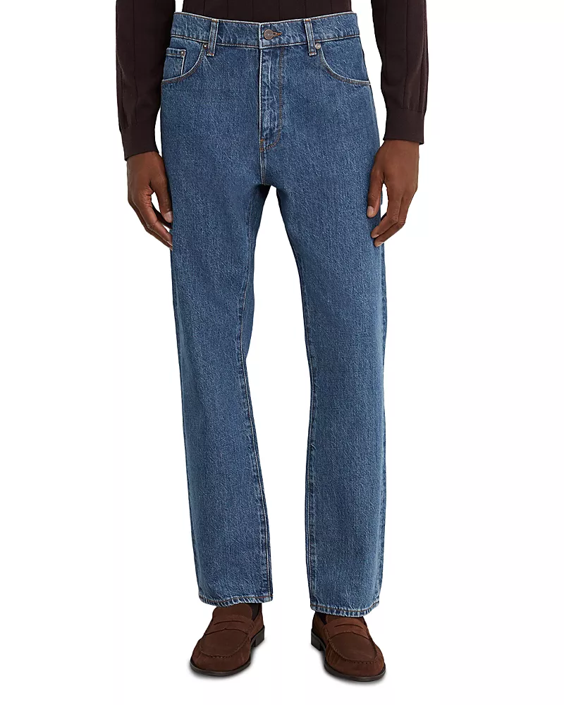 Reiss Jimmy Cotton Relaxed Fit Jeans in Mid Blue