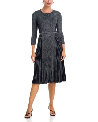 Round Neck Side Rib Midi Dress