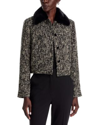 Faux Fur Collar Boucl&eacute; Jacket 