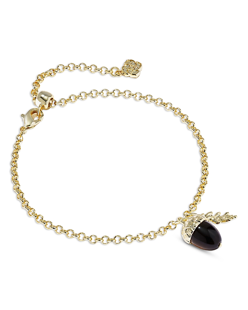 Kendra Scott Tiger's Eye Acorn Slider Bracelet In Gold