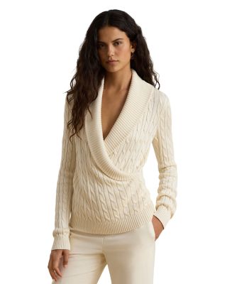 Cable Knit Shawl Collar Sweater
