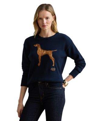 Vizsla Intarsia Knit Cotton Sweater