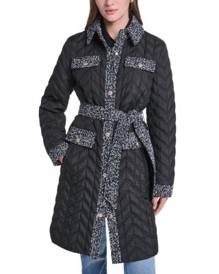 Agyness Quilted Contrast Trim Coat