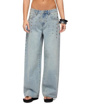  Oaklee Studded Low Rise Baggy Jeans
