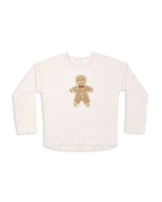 Unisex Long Sleeved Cotton Gingerbread Man Tee - Little Kid