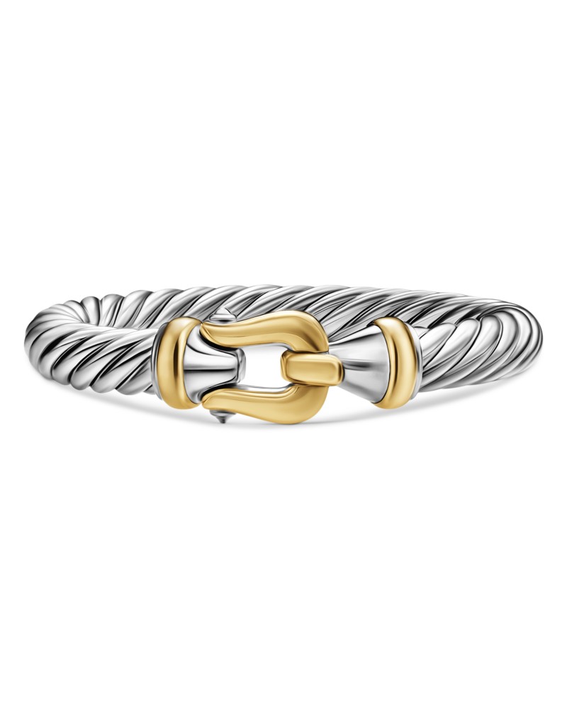 David Yurman Cable Flex Buckle Bracelet in Sterling Silver with 14K Yellow Gold, 9mm in Sterling Silver/Yellow Gold
