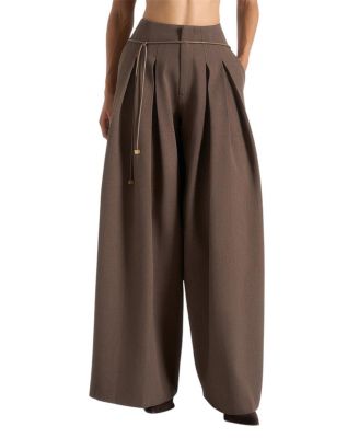 Flora Box Pleat Wide Leg Belted Trousers