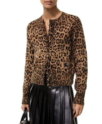  Leopard Jacquard Wool Cashmere Cardigan