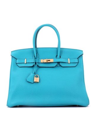 Birkin 35 Handbag Blue Togo with Gold Hardware