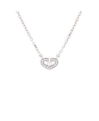 Pre-Owned Cartier C Heart de Cartier Pendant Necklace 18K White Gold with Diamonds, 15.5