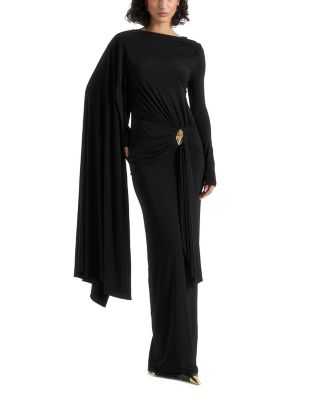 Edena Asym Ruched Draped Maxi Dress