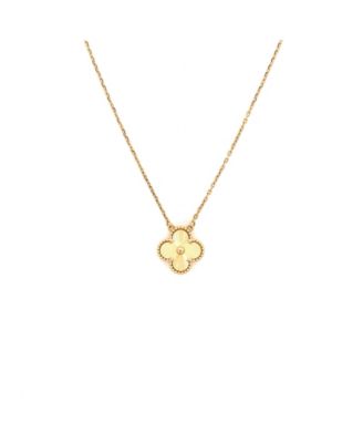 Pre-Owned Van Cleef & Arpels Vintage Alhambra Pendant Necklace Guilloche 18K Gold, 18.5