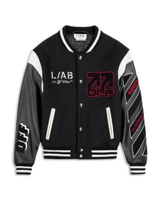 Wool & Leather Logo Graphic Varsity Jacket