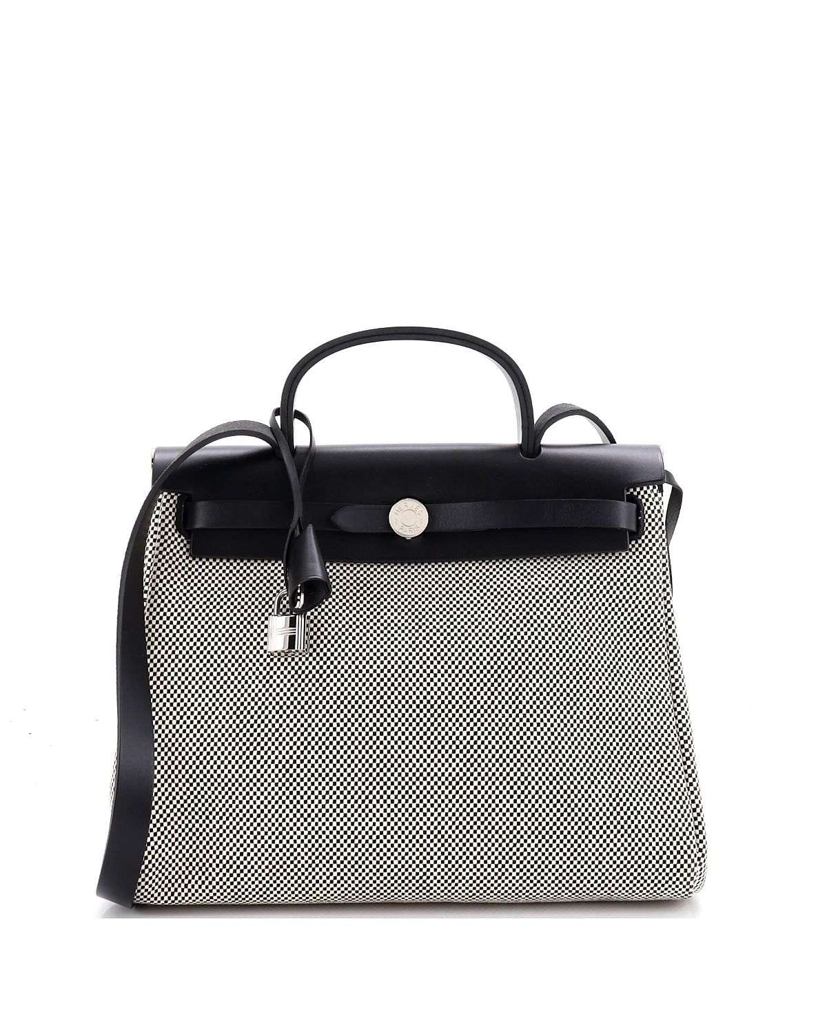 Pre-Owned HERMES 31 Herbag Zip Criss Viking Toile and Leather
