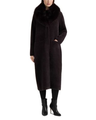 Faux Fur Collar Longline Coatigan