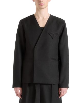 Colin Collarless Double Breasted Minimal Blazer