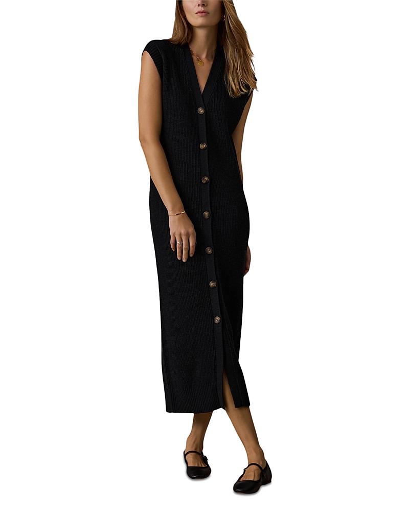 Faherty Miramar Cotton & Linen Duster Dress In Black