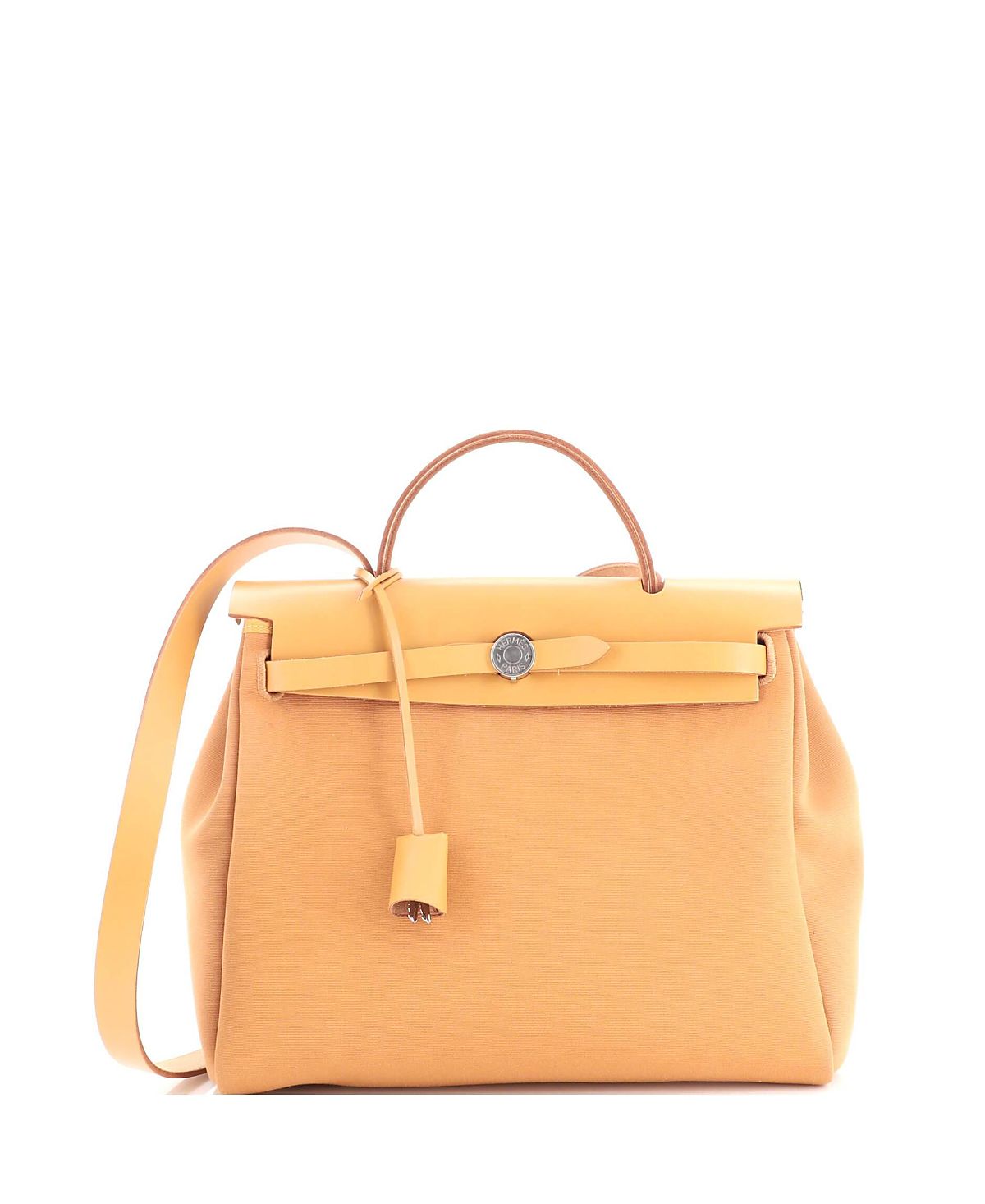 Pre-Owned HERMES Herbag 31 Zip Verso Canvas & Leather Shoulder Bag