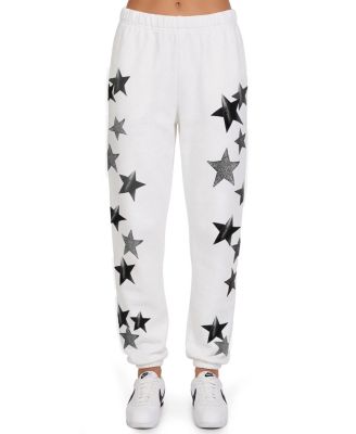 Lauren Moshi Nika Black Crystal Multi Stars Sweatpants