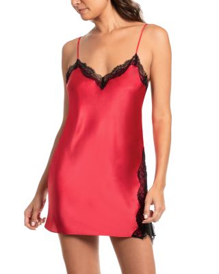 Lace Trim Stretch Satin Chemise