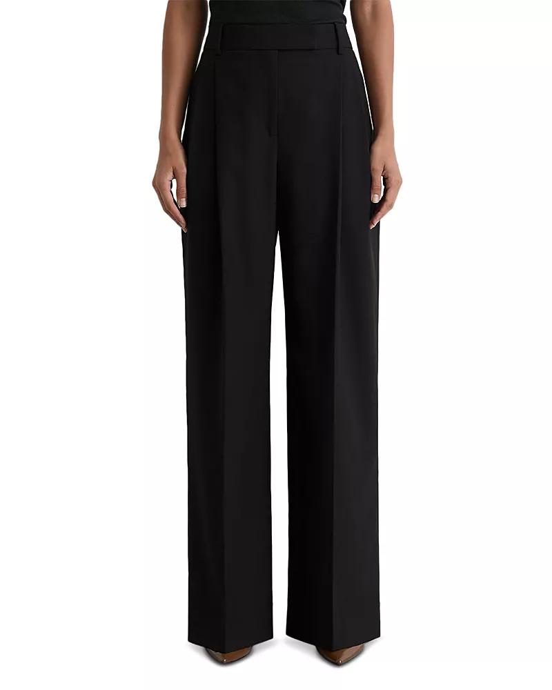 Reiss Petite Luna Pleated Wide Leg Pants