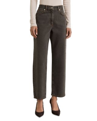 Reiss Selin High Rise Straight Jeans in Mushroom Brown