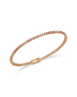 Bloomingdale's Fine Collection Pink Sapphire & Diamond Tennis Bracelet in 14K Yellow Gold
