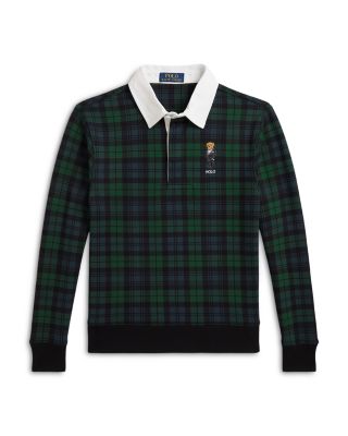 Boys' Polo Bear Plaid Cotton Blend Rugby Sweatshirt - Little Kid, Big Kid
