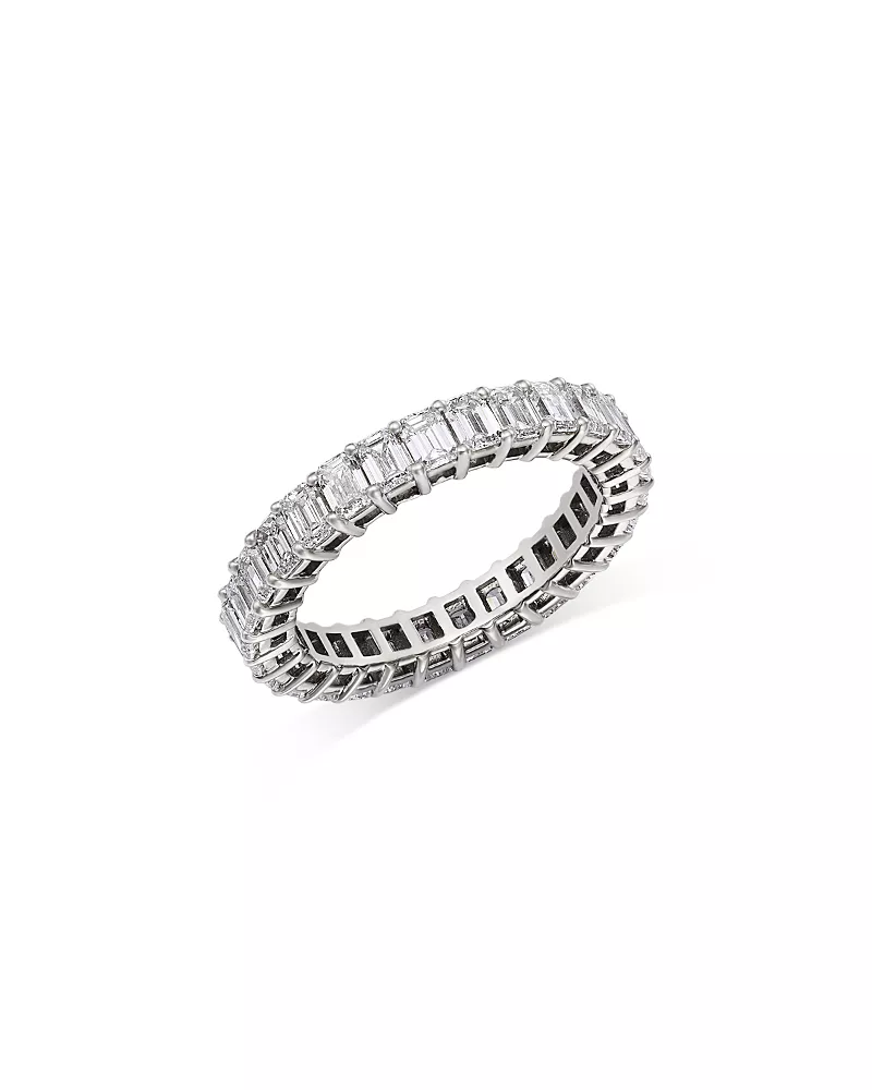 Bloomingdale's Fine Collection Luxe Collection Certified Lab Grown Diamond Emerald Cut Eternity Band in 18K White Gold, 3.0 tcw