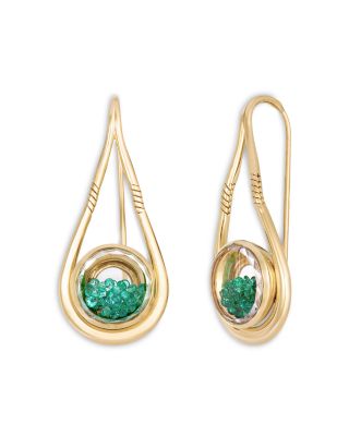 Moritz Glik 18K Yellow Gold Emerald Kaleidoscope Shaker Drop Earrings