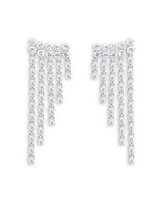 14K White Gold Lab Grown Diamond Fringe Drop Earrings, 1.24 tcw