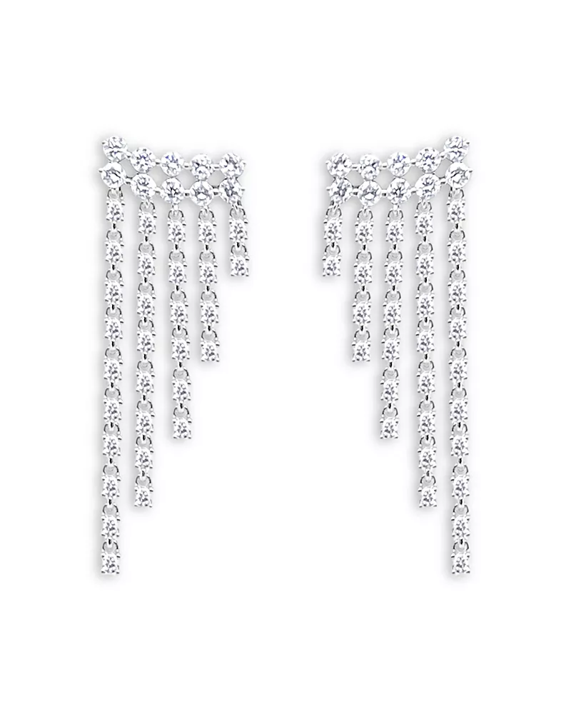 Meira T 14K White Gold Lab Grown Diamond Fringe Drop Earrings, 1.24 tcw